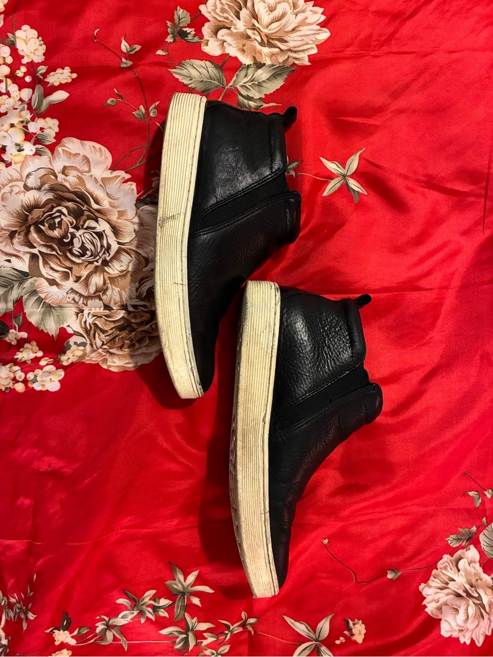 Sofft Black Leather Ankle Booties with White Sole